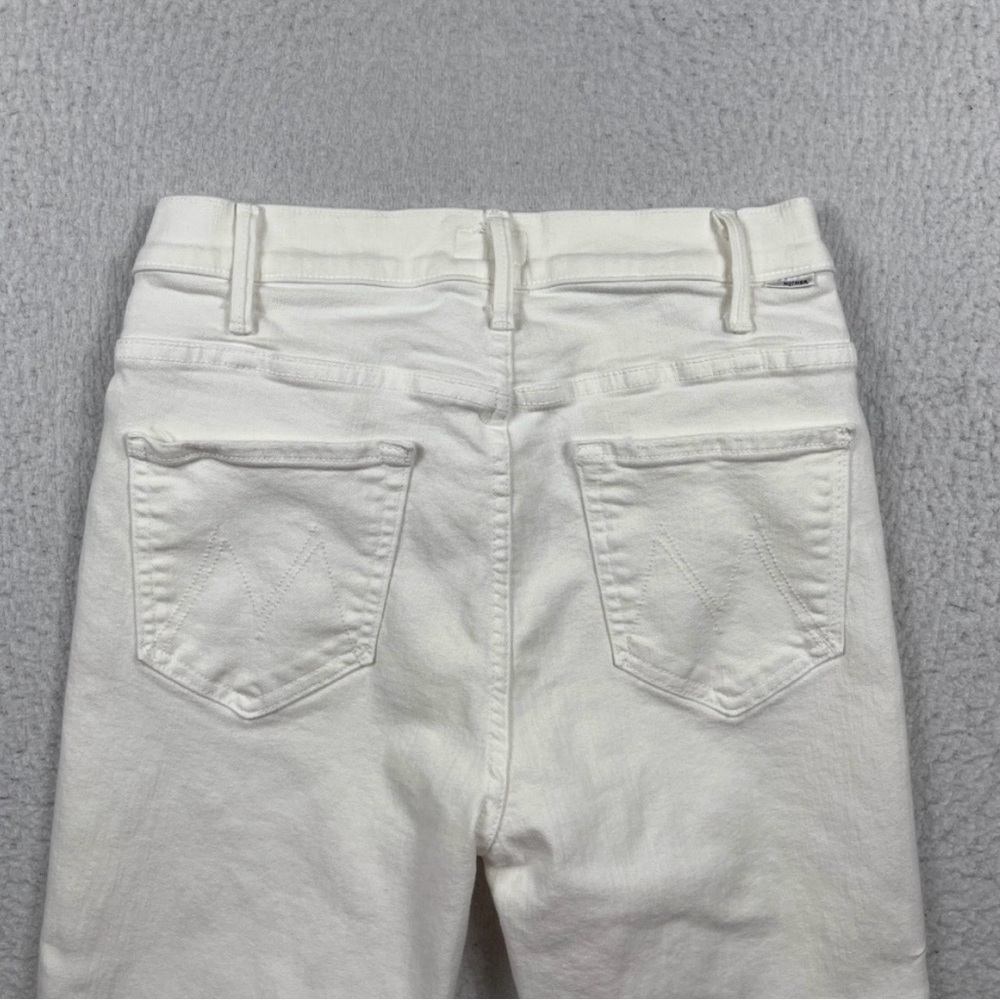Mother Jeans Womens 29 White Denim High Rise Flare Hustler Ankle Fray Coastal - Picture 8 of 11